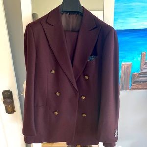 Suitsupply burgundy Havana double breasted suit